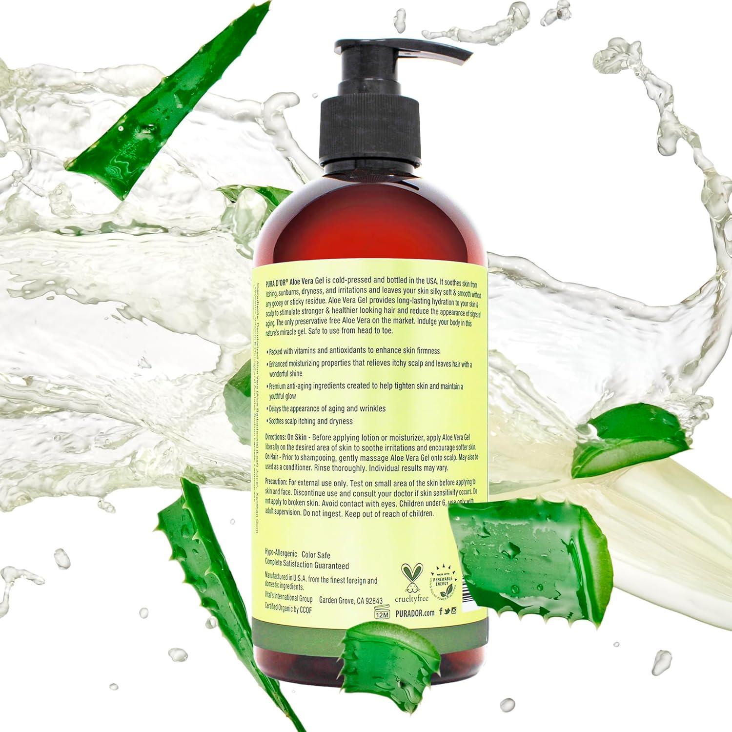 image:imagePURA DOR 16 Oz ORGANIC Aloe Vera Gel Lavender All Natural ZERO Artificial Preservatives Deeply Hydrating amp Moisturizing Sunburn Bug Bites Rashes Small Cuts Eczema Relief Skin amp HairLemongrass