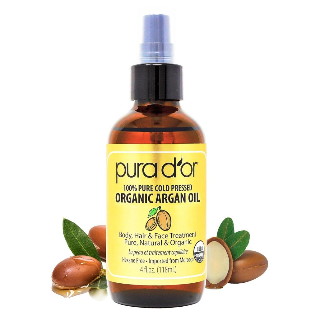 image:imagePURA DOR 4 Oz Organic Moroccan Argan Oil  100 Pure ColdPressed Virgin Grade  Lightweight Moisturizer for Skin Face Body amp Hair  Helps Dry Skin Scalp Care Split Ends Nails amp Cuticles