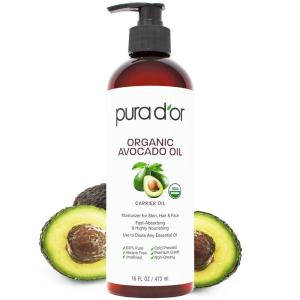 PURA D’OR 16 Oz ORGANIC Avocado Oil – 100% Pure & Natural USDA Certified Cold Pressed Carrier Oil For DIY Beauty, Non-Greasy, Unscented, Hexane Free Liquid Moisturizer – Face Skin & Hair – Men & Women(16 Fl Oz (Pack of 1))