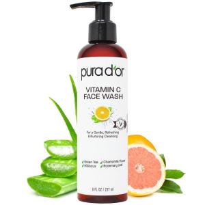 PURA D’OR 8 Oz Vitamin C Face Wash – Antioxidant Rich Facial Cleanser For Radiant Glow & Even Skin Tone – Gentle, Refreshing, Nurturing, Hydrating – Sulfate & Paraben Free – All Skin Types(Citrus)