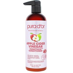 PURA D’OR Apple Cider Vinegar Thin2Thick Set (16oz x 2) ACV Shampoo & Conditioner, Clarifying – Biotin, Keratin, Caffeine, Castor Oil, Aloe – All Hair Types, Men & Women (Packaging may vary)(Conditioner)
