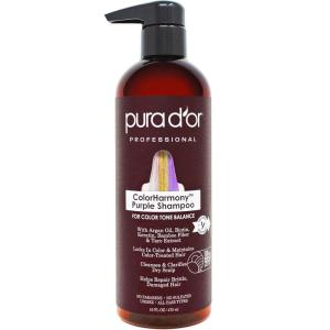 PURA D’OR Purple Shampoo & Conditioner (16oz x 2) ColorHarmony Biotin Set For Bleached, Blonde, Silver & Color Treated Hair – Keratin, Bamboo Fiber, No Sulfates – Men & Women(16 Fl Oz (Pack of 1))