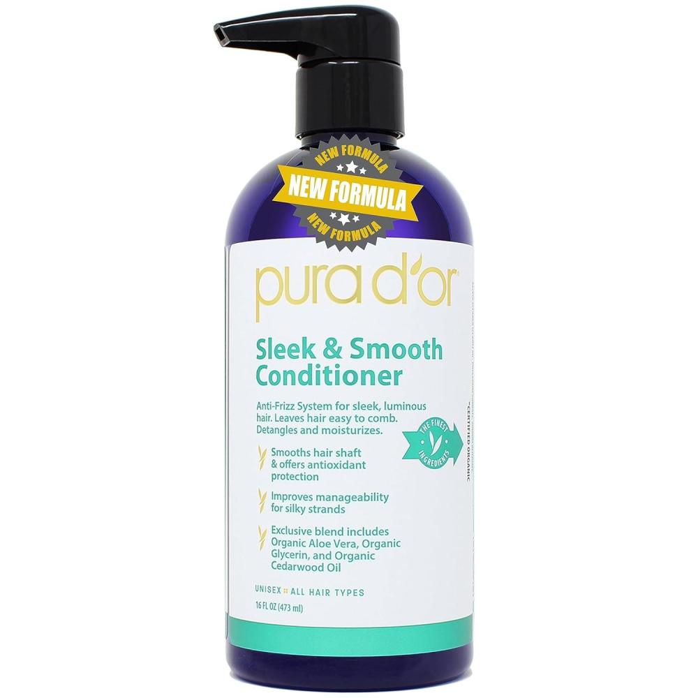 image:imagePURA DOR Sleek amp Smooth Shampoo and Conditioner Set For FrizzFree amp Silky Smooth Hair Infused with Organic Aloe Vera Argan Oil Castor Oil Bergamot Oil amp Geranium OilConditioner