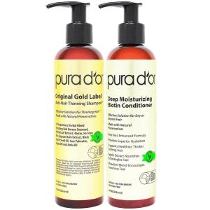 PURA D’OR Anti-Thinning Biotin Shampoo & Conditioner Original Gold Label Set (16oz x2) – CLINICALLY TESTED Formula for Volume, Strength & Thicker-Looking Hair – Helps Reduce Breakage For Women & Men | Deep Moisturizing, Conditioner, CLINICALLY TESTED, Effective Results, Hair Thickening, Product(8 Fl Oz (Pack of 2))