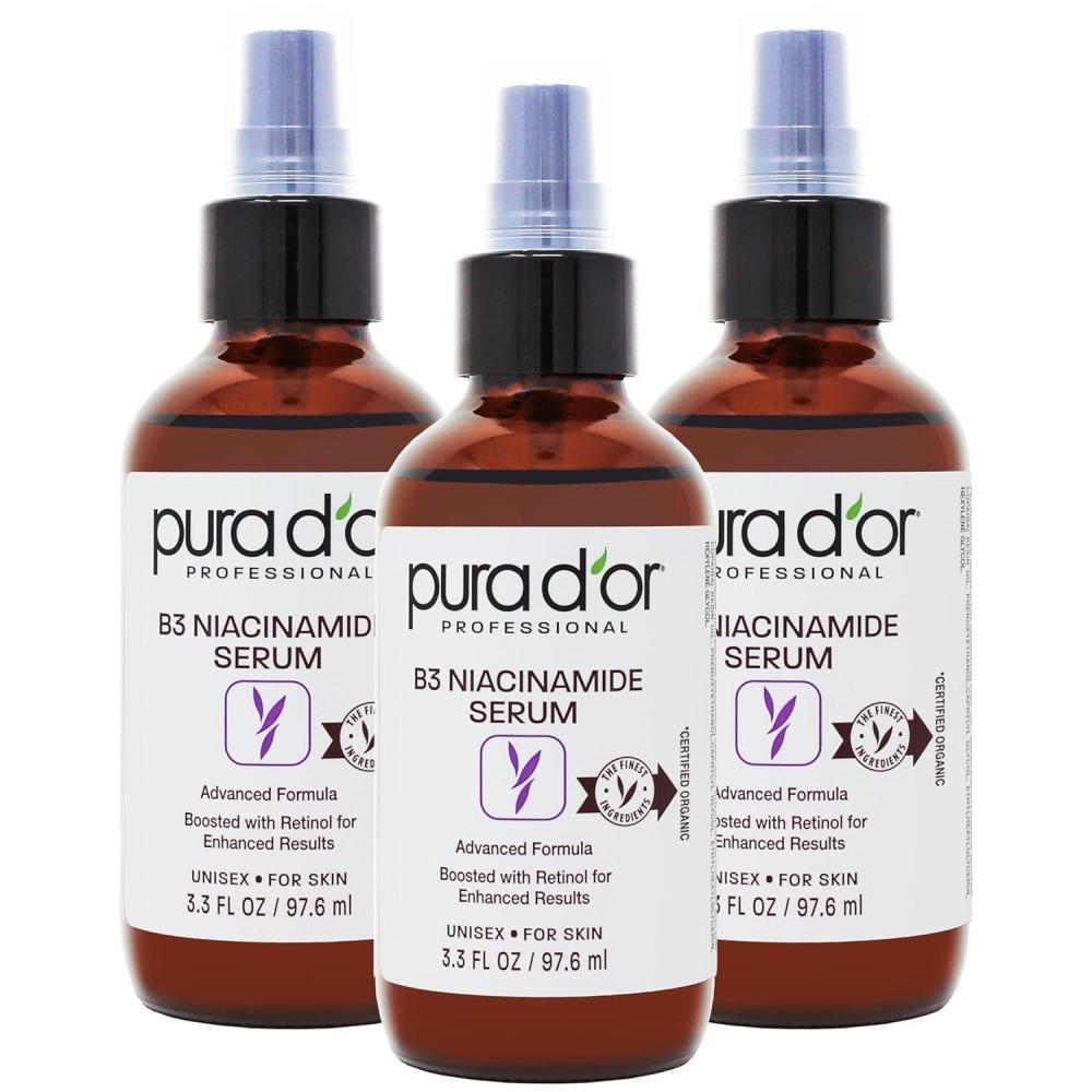 image:imagePURA DOR 33 Oz B3 Niacinamide Advanced Facial Serum  Skin Care Formula with Retinol For Wrinkles Hydration amp Radiant Complexion  All Skin Types Hypoallergenic  Women amp Men33 Ounce Pack of 3