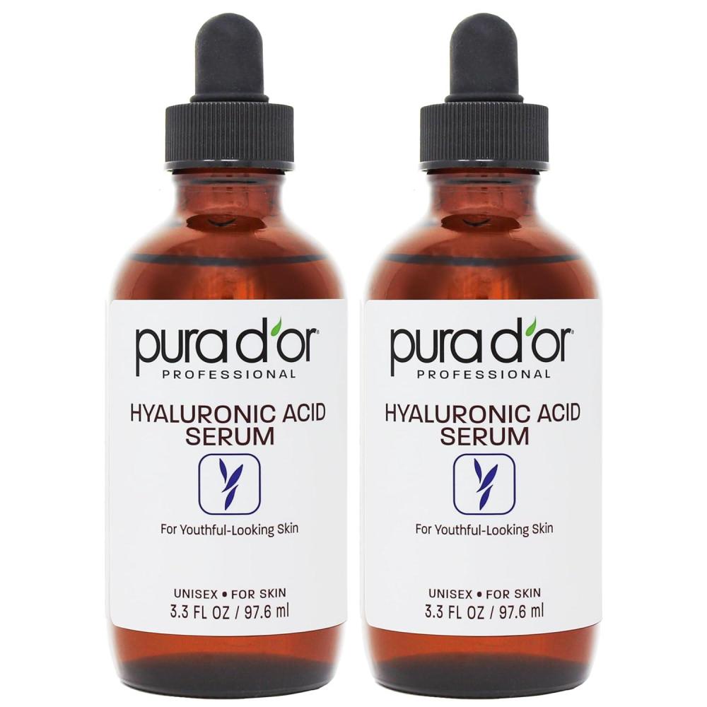 image:imagePURA DOR 33 Oz Hyaluronic Acid Serum For Deep Hydration  AntiAging Plumping amp Moisturizing Formula For Smooth Supple Skin  Natural Skincare Boost  Fine Lines amp Wrinkle Reducer  Travel Size33 Fl Oz Pack of 2
