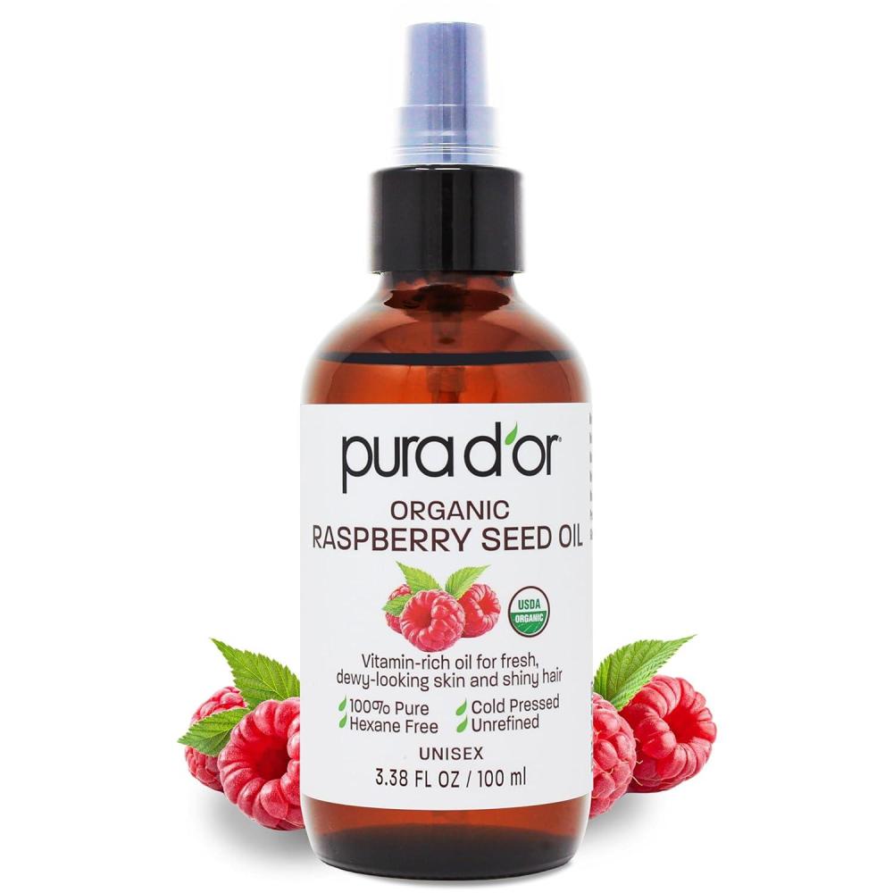 image:imagePURA DOR 338 Oz ORGANIC Raspberry Seed Oil  100 Pure USDA Certified Cold Pressed Unrefined HexaneFree Premium Grade  Sun Protection For Skin Body amp Hair338 Fl Oz Pack of 1