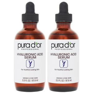 PURA D’OR 3.3 Oz Hyaluronic Acid Serum For Deep Hydration – Anti-Aging, Plumping & Moisturizing Formula For Smooth, Supple Skin – Natural Skincare Boost – Fine Lines & Wrinkle Reducer – Travel Size(3.3 Fl Oz (Pack of 2))