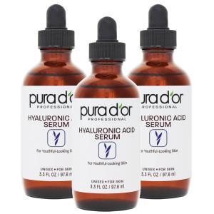 PURA D’OR 3.3 Oz Hyaluronic Acid Serum For Deep Hydration – Anti-Aging, Plumping & Moisturizing Formula For Smooth, Supple Skin – Natural Skincare Boost – Fine Lines & Wrinkle Reducer – Travel Size(3.3 Fl Oz (Pack of 3))