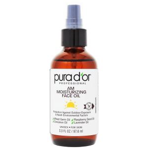 PURA D’OR 3.3 Oz ORGANIC AM Moisturizing Face Oil – Morning Glow Hydrating Skincare -Lightweight Moisturizer for Glowing Skin – All Natural, Vegan, Paraben-Free – Women & Men