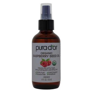PURA D’OR 3.38 Oz ORGANIC Raspberry Seed Oil – 100% Pure USDA Certified, Cold Pressed Unrefined, Hexane-Free, Premium Grade – Sun Protection For Skin, Body & Hair(4 Fl Oz (Pack of 1))