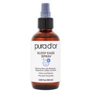 PURA D’OR 3.38 Oz Sleep Ease Spray – Relaxing Mist with Botanical Extracts – Infused with Melatonin, Magnesium & GABA – Supports Tranquility & Relaxation