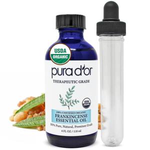 PURA D’OR Organic Ylang Ylang Essential Oil (4oz with Glass Dropper) 100% Pure & Natural Therapeutic Grade for Hair, Body, Skin, Aromatherapy Diffuser, Relaxation, Massage, Mood, Antioxidant Support(Frankincense)