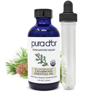 PURA D’OR Organic Ylang Ylang Essential Oil (4oz with Glass Dropper) 100% Pure & Natural Therapeutic Grade for Hair, Body, Skin, Aromatherapy Diffuser, Relaxation, Massage, Mood, Antioxidant Support(Cedarwood)