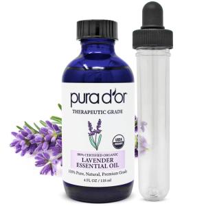 PURA D’OR Organic Ylang Ylang Essential Oil (4oz with Glass Dropper) 100% Pure & Natural Therapeutic Grade for Hair, Body, Skin, Aromatherapy Diffuser, Relaxation, Massage, Mood, Antioxidant Support(Lavender)