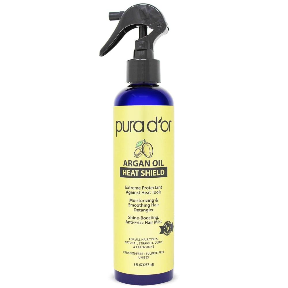 image:imagePURA DOR 8 Oz Argan Oil Heat Shield Protectant Spray with Select Organic Ingredients Protects Up To 450 F From Flat Iron amp Hot Blow Dry LeaveIn Define amp Shine Dry amp Damaged Hair8 Fl Oz Pack of 1