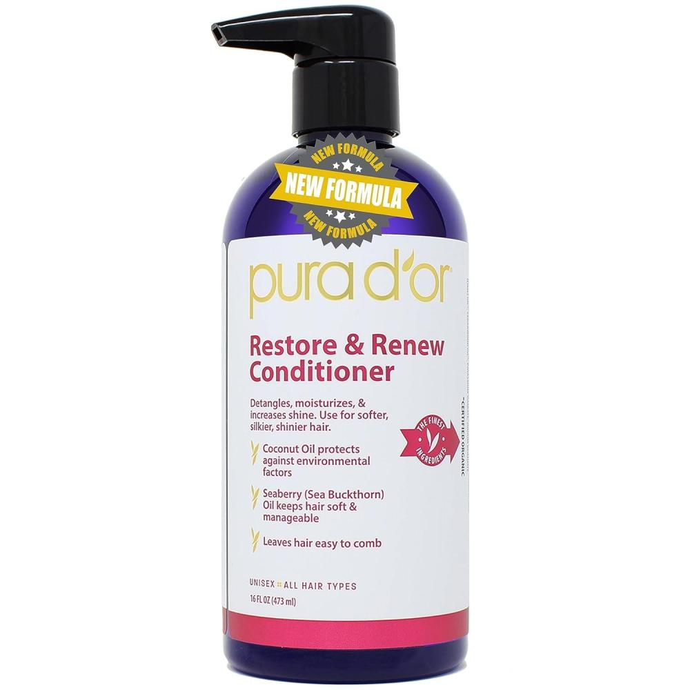 image:imagePURA DOR Restore amp Renew Shampoo and Conditioner Set for Strong Healthy and Nourished Hair with Organic Aloe Vera Rosemary Sea Buckthorn Cacay Coconut Seaberry amp CedarwoodConditioner