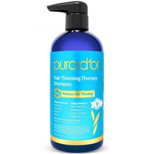 PURA D’OR 16 Oz Hair Thinning Therapy Biotin Shampoo – LAVENDER VANILLA Scent – CLINICALLY TESTED Effective Results, Herbal Blend Hair Thickening Products Women & Men, Color Safe Routine Shampoo(Herbal)