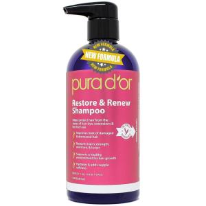 PURA D’OR Restore & Renew Shampoo and Conditioner Set for Strong, Healthy, and Nourished Hair with Organic Aloe Vera, Rosemary, Sea Buckthorn, Cacay, Coconut, Seaberry & Cedarwood(Shampoo)