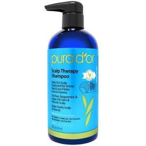 PURA D’OR Scalp Therapy Shampoo – Hydrates & Nourishes Scalp – Scalp Care Shampoo For Itchy Flaky Scalp w/ Tea Tree, Peppermint, Patchouli, Cedarwood, Clary Sage, Argan Oil 16oz (Packaging may vary) (00602)(16 Fl Oz (Pack of 1))